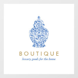 Blauw aardewerk Logo Boutique Ontwerper Raamsticker