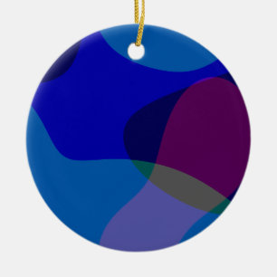 Blauw Abstract 1118 - Groovy Blauwe En Paarse Kuns Keramisch Ornament
