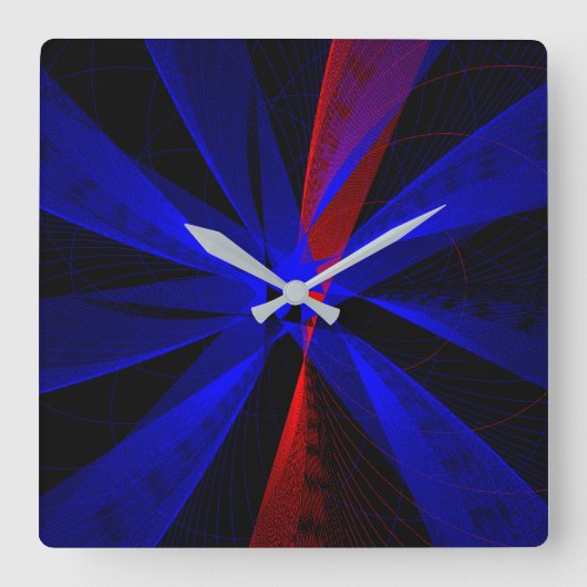 Blauw Abstract accent wandklok (Voorkant)