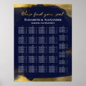 Blauw Abstract Alfabetische Wedding Zitting Grafie Poster (Voorkant)