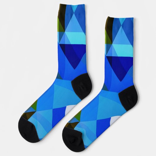 Blauw Abstract Argyle Geo Vormt Gekke Sokken (Links)