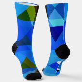 Blauw Abstract Argyle Geo Vormt Gekke Sokken (Gebogen)