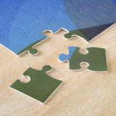 Blauw Abstract Art Geo Shapes Puzzel (Zijkant)