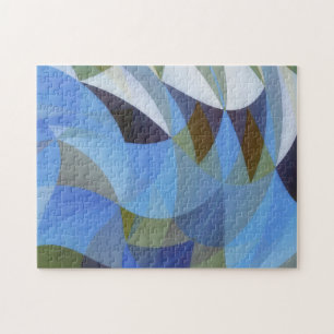 Blauw Abstract Art Geo Shapes Puzzel