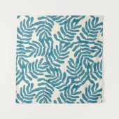 Blauw abstract bladpatroon wandkleed (Voorkant)