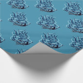Blauw Abstract blauw Roos ompakken papier (Hoek)