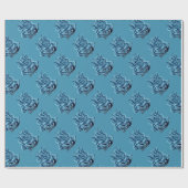 Blauw Abstract blauw Roos ompakken papier (Vlak)