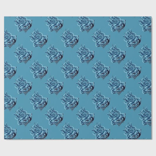 Blauw Abstract blauw Roos ompakken papier (Vlak)