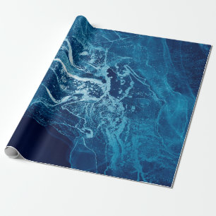 Blauw Abstract. Blauwe en witte kleurenblokken. Wi Cadeaupapier