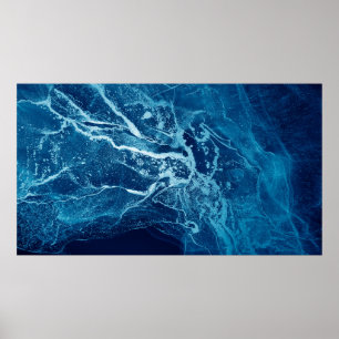 Blauw Abstract. Blauwe en witte kleurenblokken. Wi Poster
