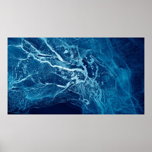 Blauw Abstract. Blauwe en witte kleurenblokken. Wi Poster (Voorkant)
