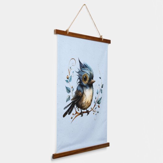 Blauw Abstract Blauwvogel Hangend Wandkleed (Gebogen)