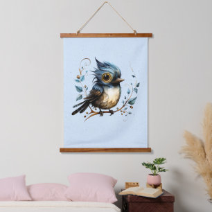 Blauw Abstract Blauwvogel Hangend Wandkleed