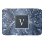 Blauw Abstract Bloei Monogram Badmat (Voorkant)