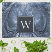 Blauw Abstract bloeien monogram handdoek (Gevouwen)