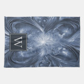 Blauw Abstract bloeien monogram handdoek (Horizontaal)