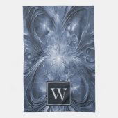 Blauw Abstract bloeien monogram handdoek (Verticaal)