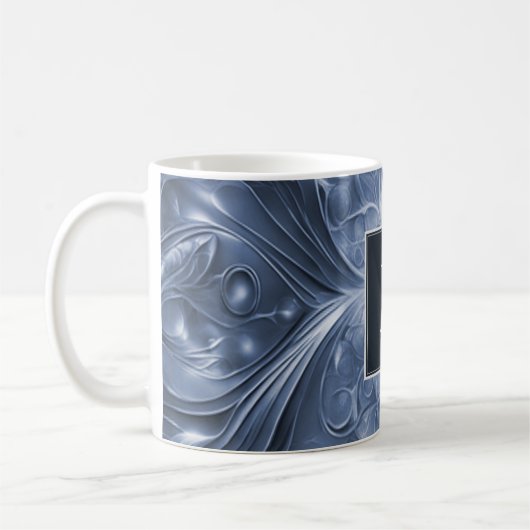 Blauw Abstract bloeien monogram Mok (Links)
