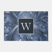 Blauw Abstract Bloeiende Monogram Deurmat (Voorkant)