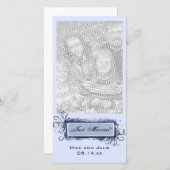 Blauw Abstract Bloem Just Married Aankondiging (Voorkant / Achterkant)