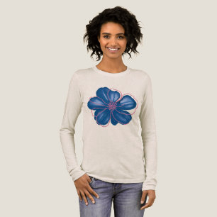 Blauw Abstract Bloem Lange Mouwen Overhemd Moder Tri-Blend Shirt