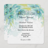 Blauw Abstract Bloemen Bruiloft Kaart (Voorkant / Achterkant)