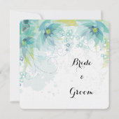 Blauw Abstract Bloemen Bruiloft Kaart (Achterkant)