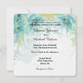 Blauw Abstract Bloemen Bruiloft Kaart (Voorkant)