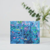 Blauw Abstract Bloemen Schilderen Flat Bedankkaart (Staand voorkant)