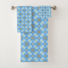 Blauw Abstract bloemmotief Bad Handdoek