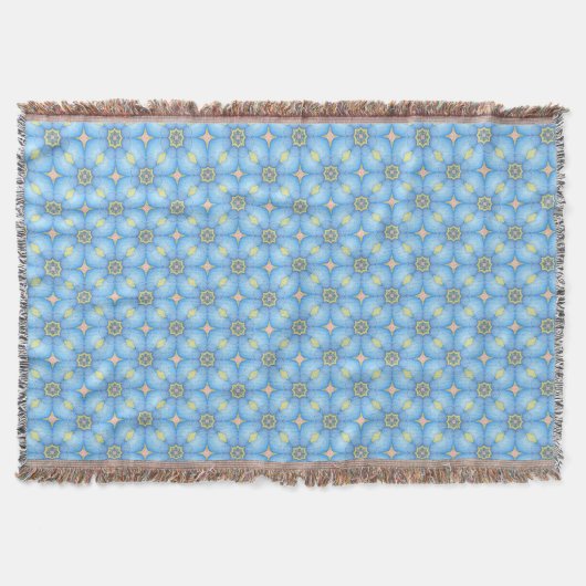 Blauw Abstract bloemmotief Deken (Voorkant)