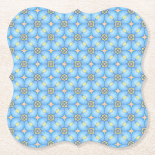 Blauw Abstract bloemmotief Kartonnen Onderzetters