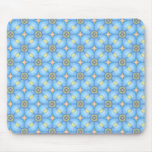Blauw abstract bloemmotief muismat (Voorkant)
