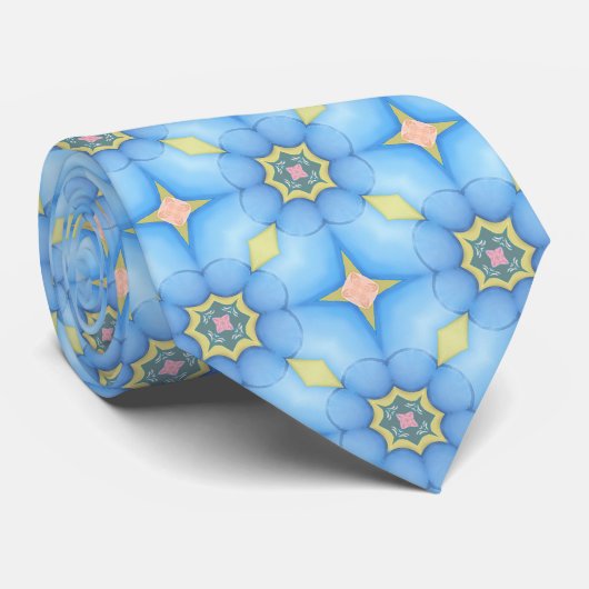 Blauw Abstract bloemmotief Stropdas (Opgerold)