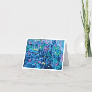 Blauw Abstract Bloemschilderij Bedankkaart