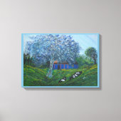 Blauw Abstract boomgaard Vid Landschap Canvas Afdruk (Voorkant)