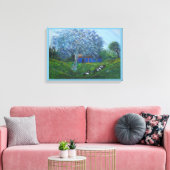 Blauw Abstract boomgaard Vid Landschap Canvas Afdruk (Insitu (Woonkamer))