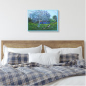 Blauw Abstract boomgaard Vid Landschap Canvas Afdruk (Insitu (Slaapkamer))