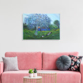 Blauw Abstract boomgaard Vid Landschap Canvas Afdruk (Insitu (Woonkamer))