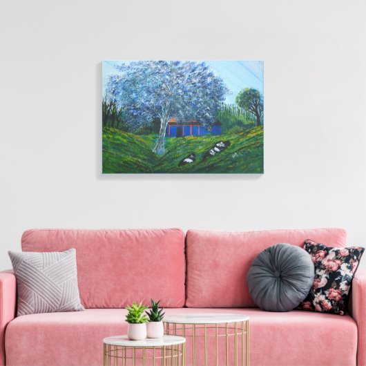 Blauw Abstract boomgaard Vid Landschap Canvas Afdruk (Insitu (Woonkamer))