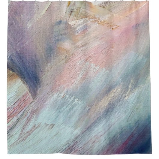 Blauw Abstract Borstelslag Douchegordijn (Voorkant)