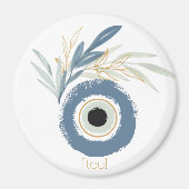 Blauw abstract boze oog met bladeren magneet (Voorkant)