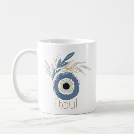 Blauw abstract boze oog met bladeren magneet klass koffiemok (Links)