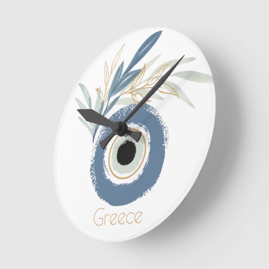 Blauw abstract boze oog met bladeren ronde klok (Hoek)