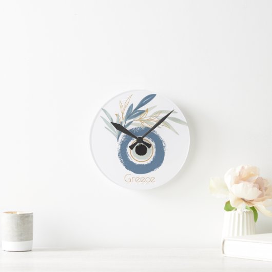 Blauw abstract boze oog met bladeren ronde klok (Huis)