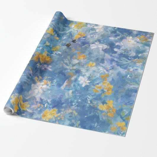 Blauw abstract cadeaupapier (Uitgerold)