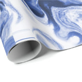 Blauw Abstract cadeaupapier met blauwboom (Rol Hoek)