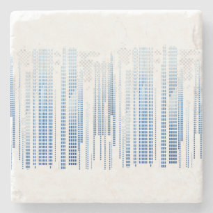 Blauw Abstract Coaster Set - Moderne Geometrische Stenen Onderzetter