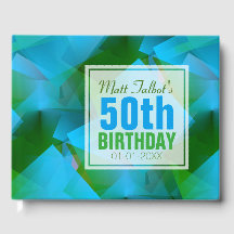 Blauw Abstract Cubist 30th Birthday Guest Book