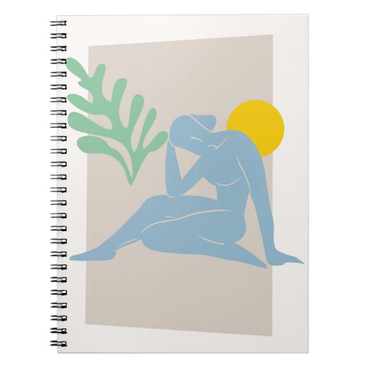 Blauw Abstract figuur met Zon Notitieboek (Voorkant)